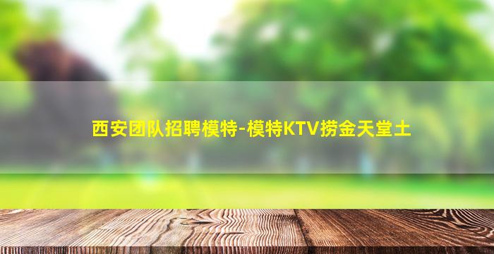 西安团队招聘模特-模特KTV捞金天堂土